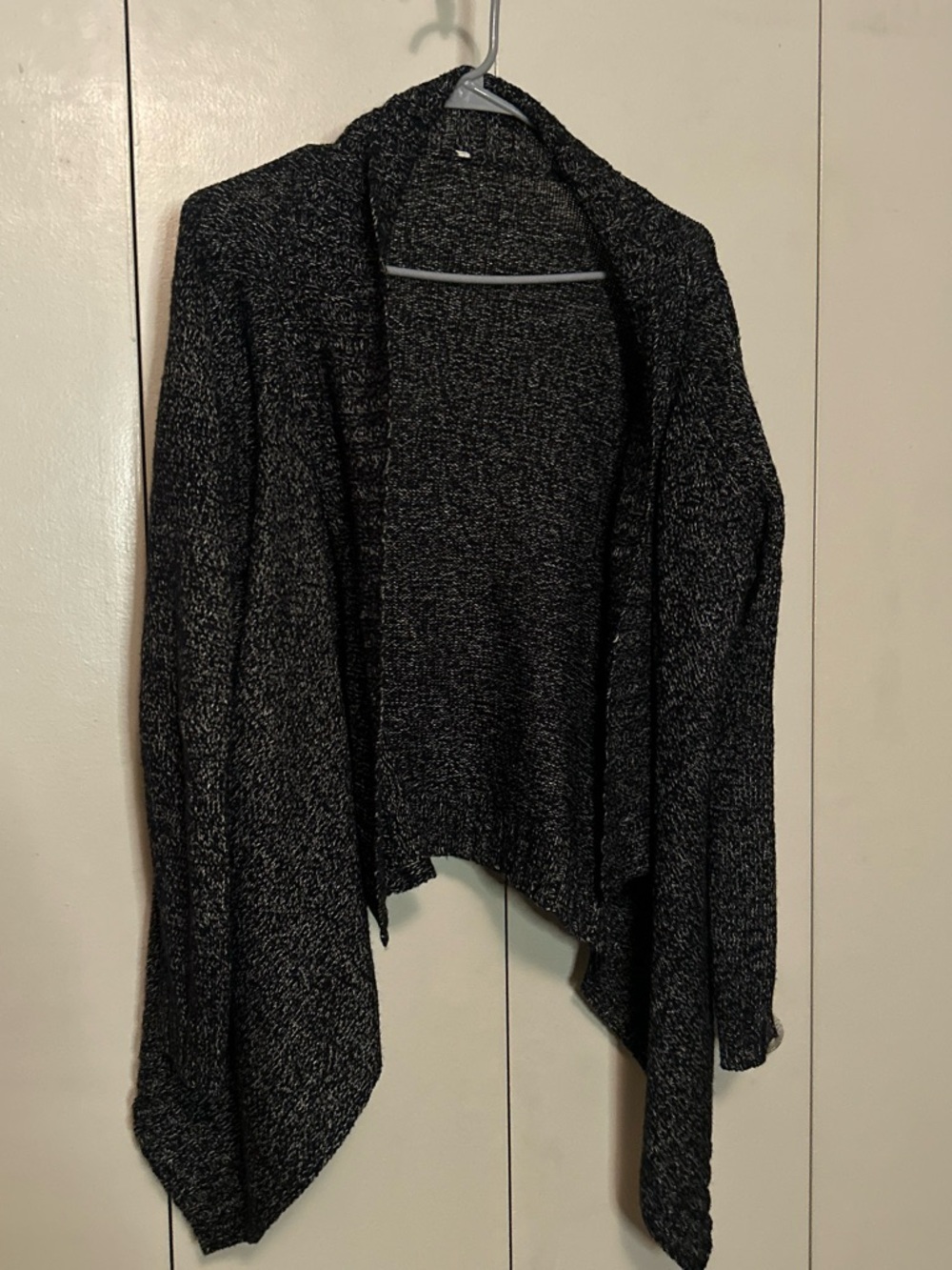 Muji Black Heather Open-Front Draped Cardigan